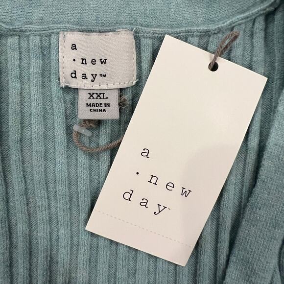 NWT A New Day Women's Seafoam Green Ribbed Lightweight Cardigan Sweater - XXL - Picture 4 of 8